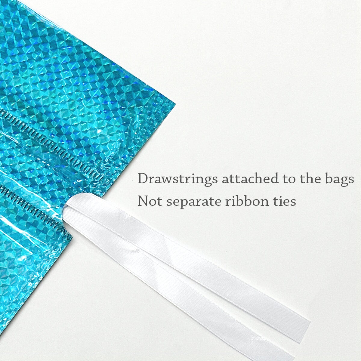 Wrapables Aluminum Foil Hologram Drawstring Gift Bags for Party Favors, Goodie Bag, Treats, Gift Wrap, Parties (Set of 10), Solid Color