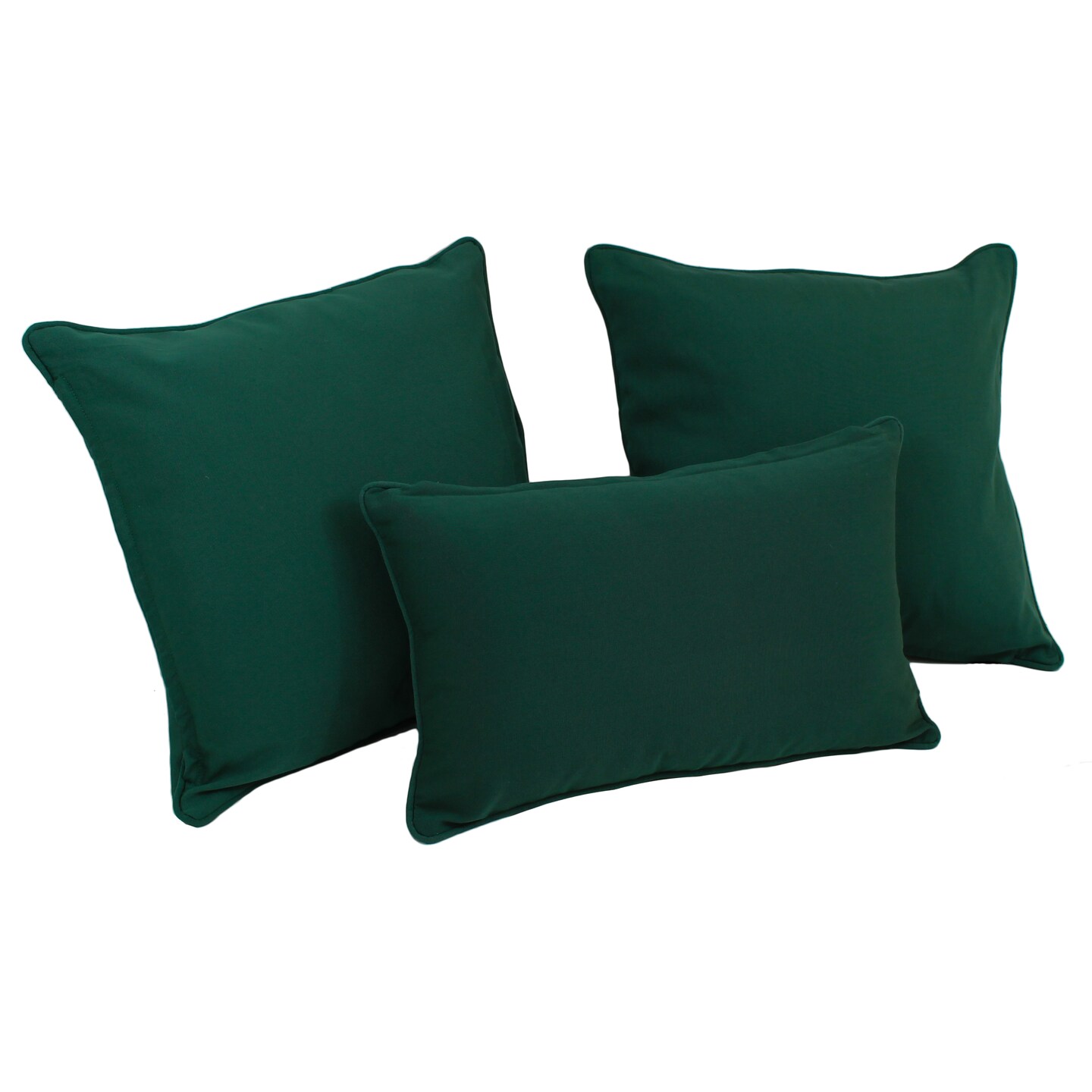 Double-corded Solid Twill Throw Pillows with Inserts (Set of 3) - Forest Green
