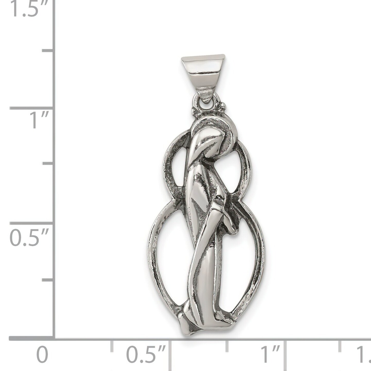 Sterling Silver Virgin Mary Charm Jewerly 32mm x 15mm