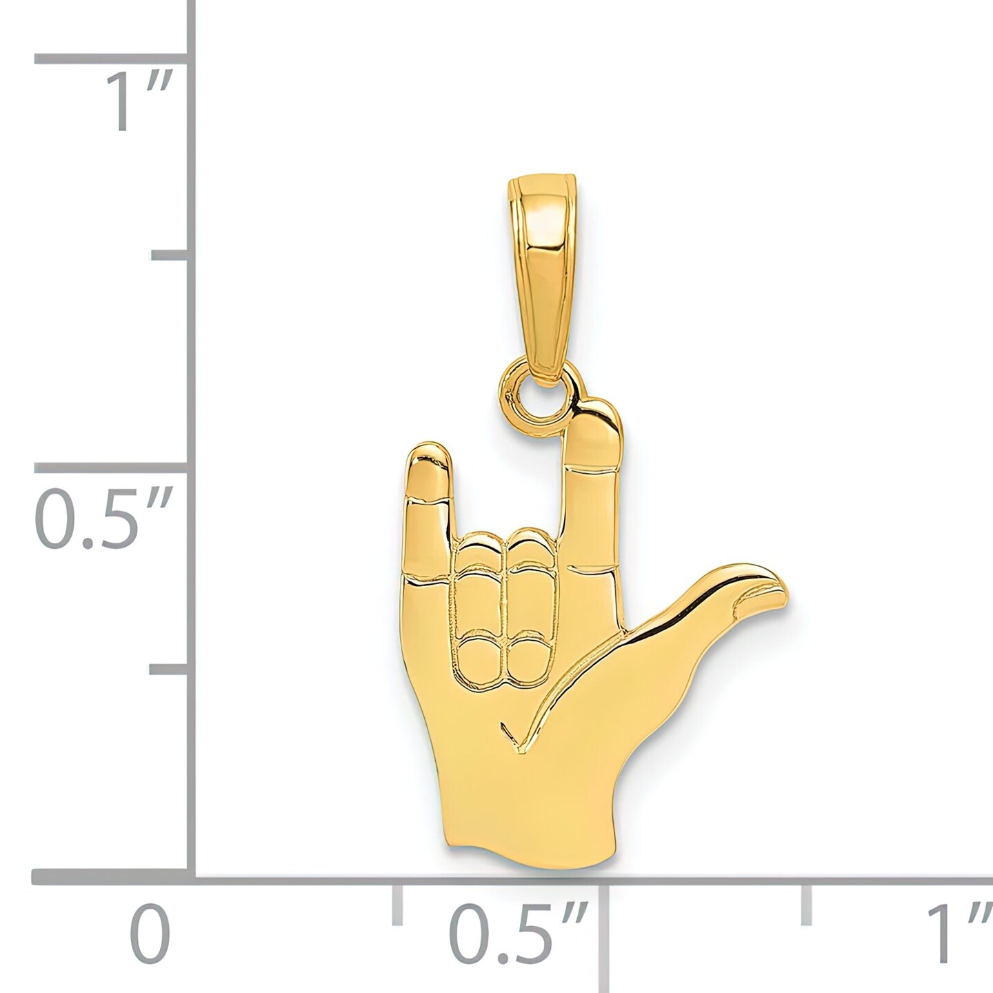14K Gold I Love You Hand/ Sign Language Pendant Jewelry 20mm x 12mm