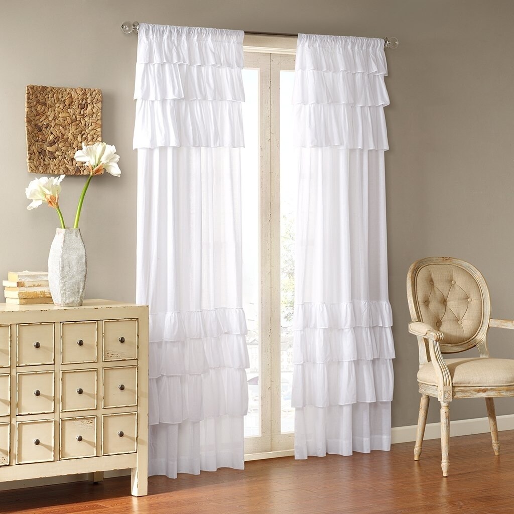 Madison Park Anna Window Curtain White 63&#x22; Panel