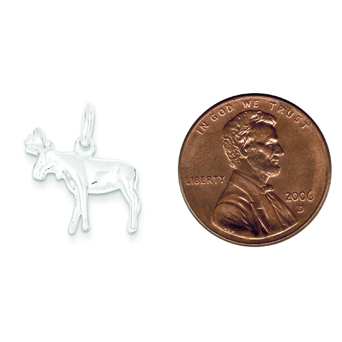 Sterling Silver Moose Charm Jewelry Animal Pendant 19mm x 20mm