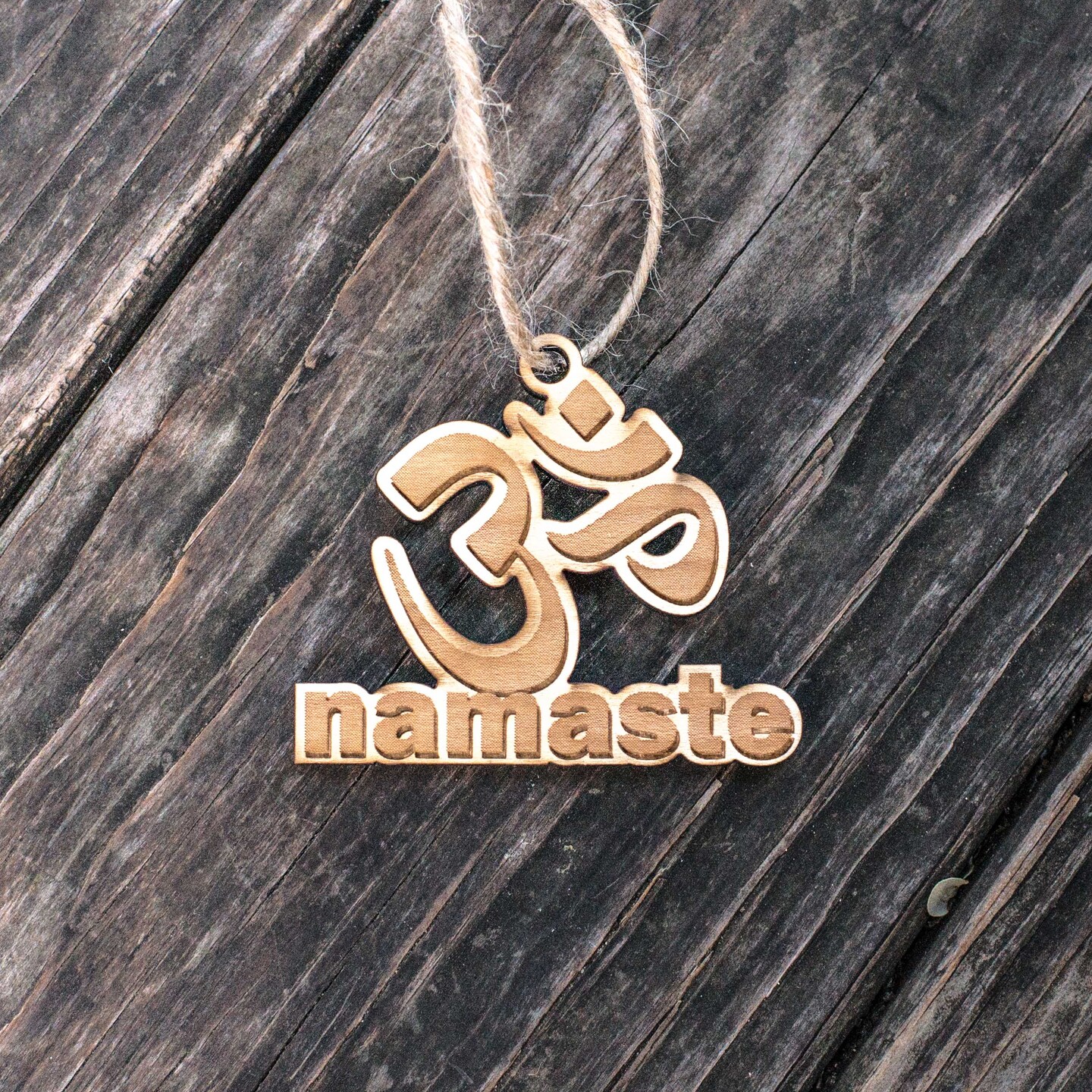 Ornament - Namaste - Raw Wood 3x3in Ornament - Namaste - Raw Wood 3x3in