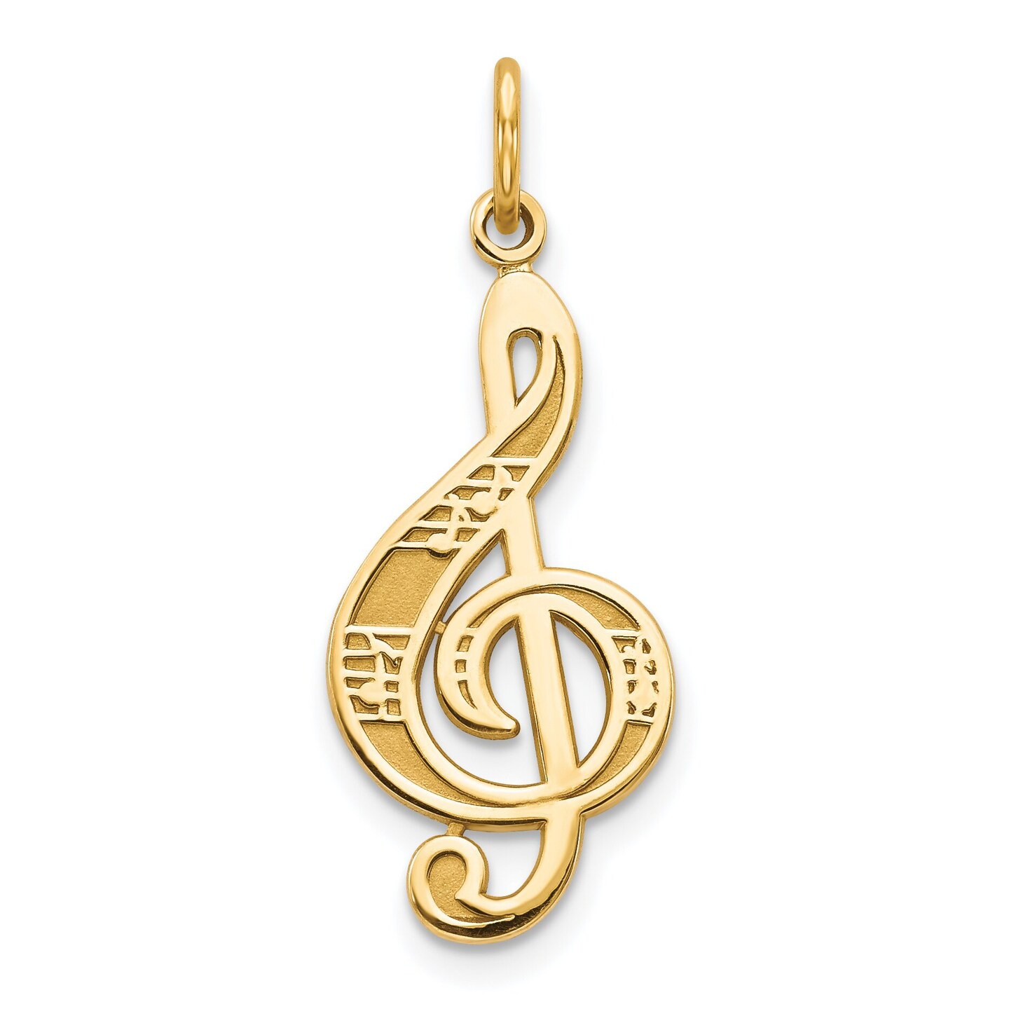 10K Gold Treble Clef Music Notes Charm Musical Pendant