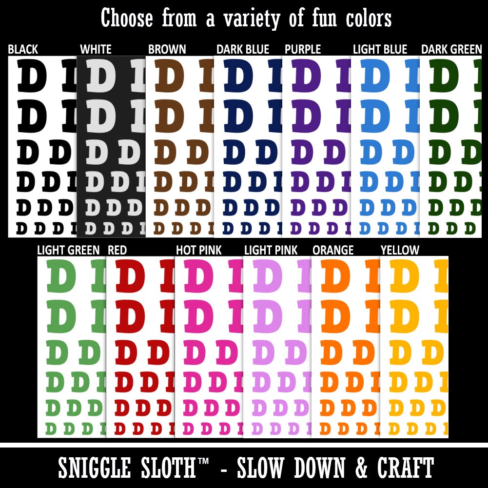 Letter D Uppercase Fun Bold Font Temporary Tattoo Water Resistant Fake Body Art Set Collection