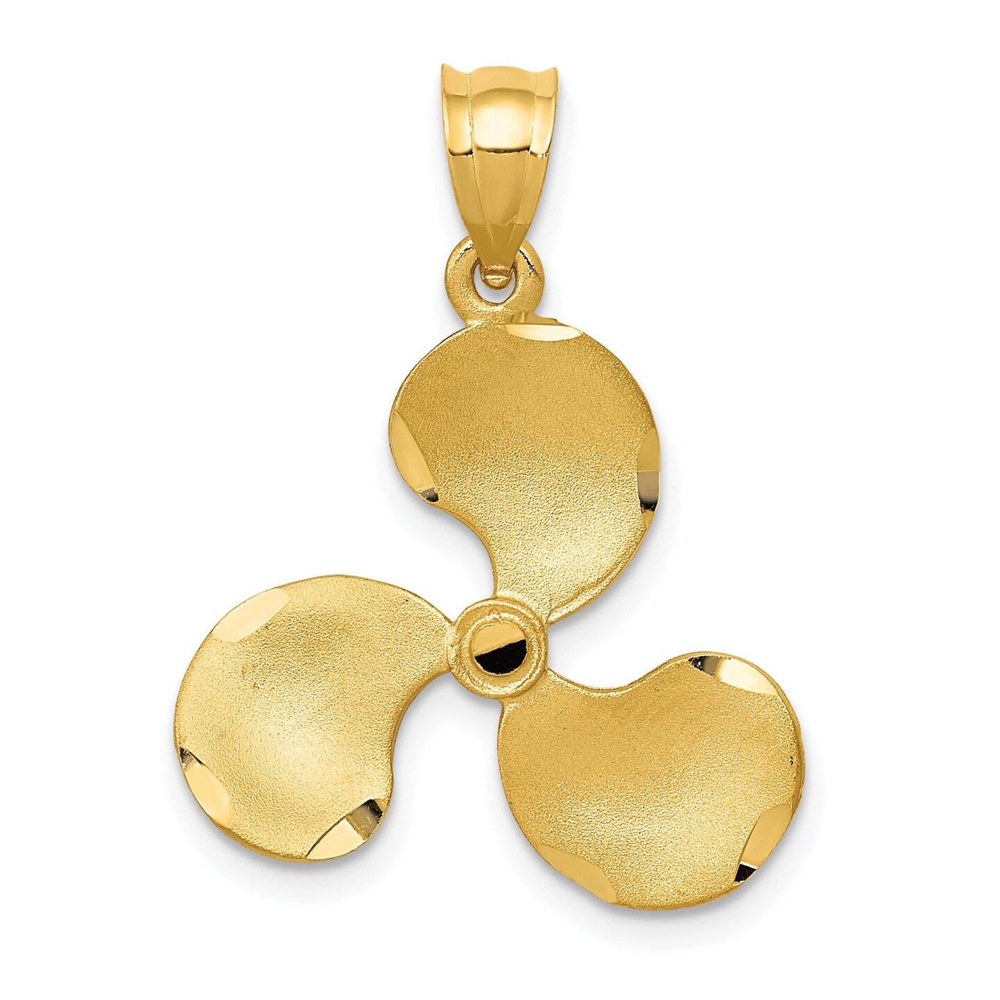 14K Gold 3 Blade Ship Propeller Charm Sailing Pendant Jewerly 26mm x 20mm