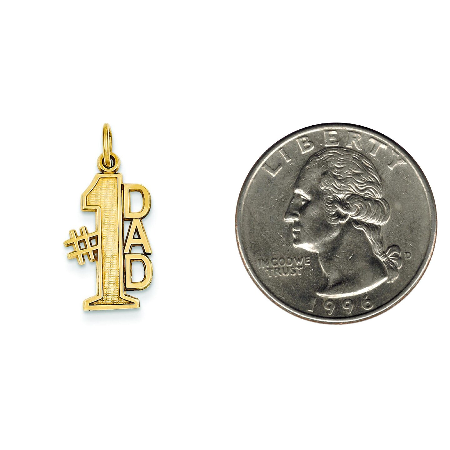 14K Yellow Gold #1 Dad Charm Father Daddy Love Pendant 24 X 11mm Jewerly