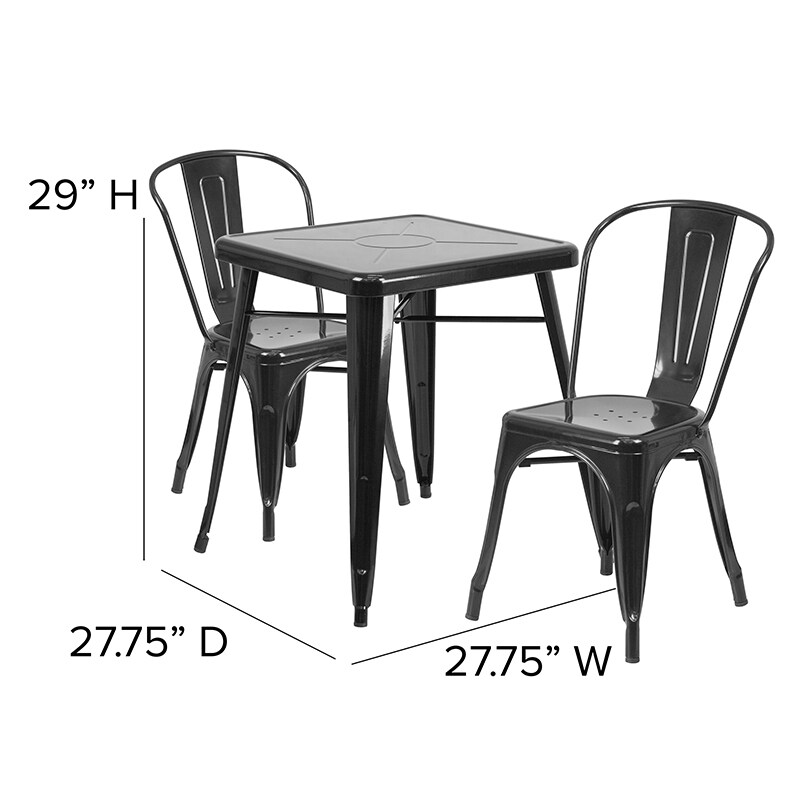 Mesa Cuadrada De Metal Flash Furniture Para Exterior - 31.75 Pulgadas (80.6 Cm), Color Negro, Estilo Industrial
