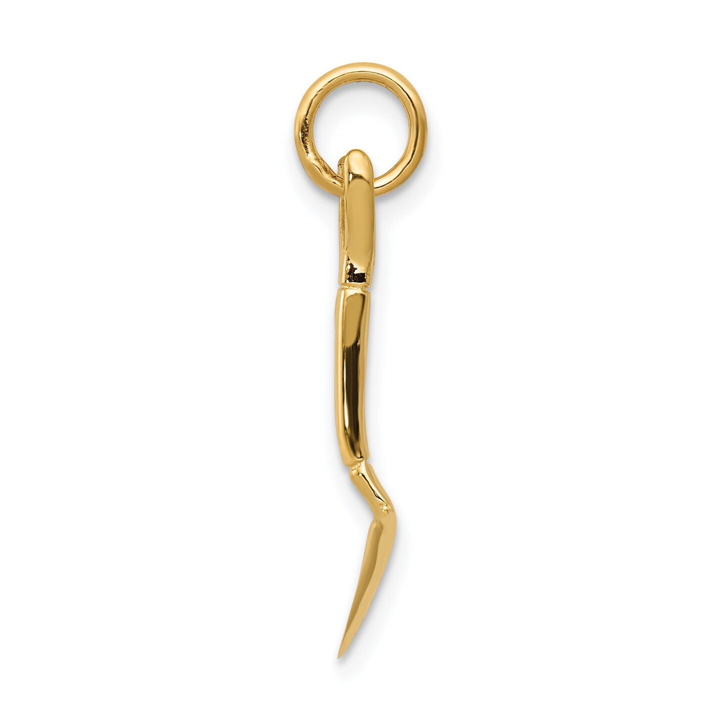 14K Yellow Gold 3D Spade Charm Shovel Garden Jewelry 20mm x 4mm
