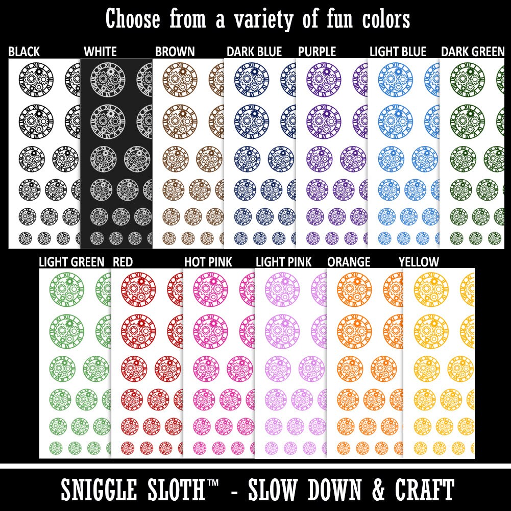Clock Face with Gears Temporary Tattoo Water Resistant Fake Body Art Set Collection