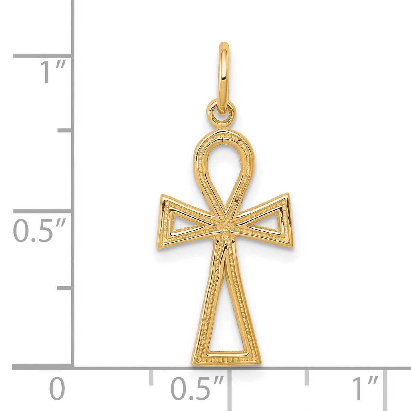 10K Gold Ankh Egyptian Cross Charm Pendant Jewelry 27mm x 11mm