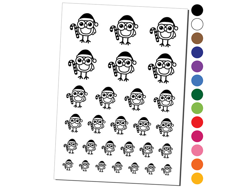 Christmas Owl with Candy Cane Temporary Tattoo Water Resistant Fake Body Art Set Collection