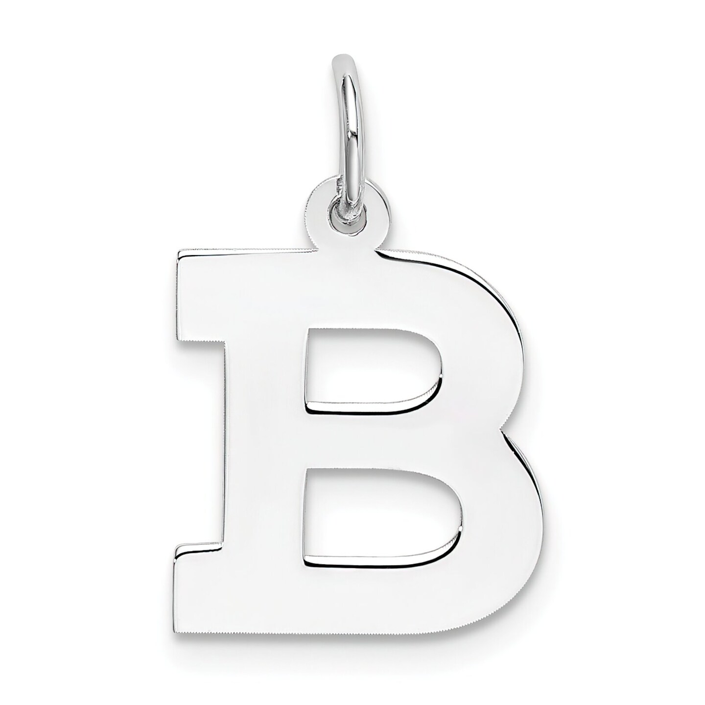Sterling Silver Medium Block Initial Letter B Charm Jewerly 19mm x 12mm ...