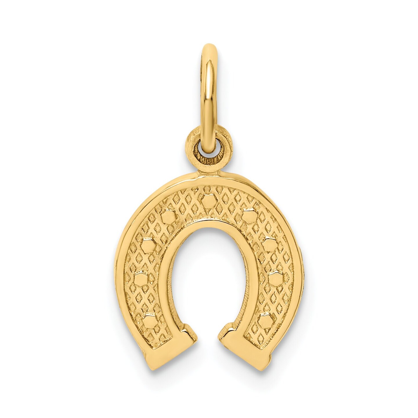 14K Yellow Gold Horseshoe Charm Good Luck Lucky Pendant Jewerly 20mm x 10mm