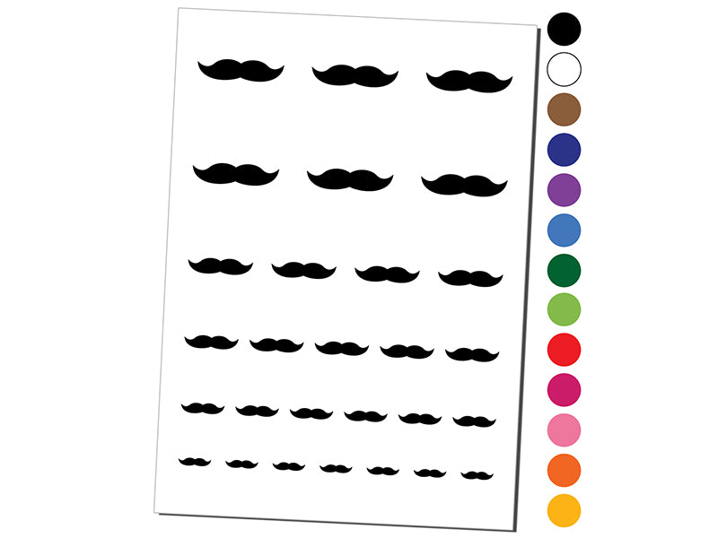 Mustache Solid Temporary Tattoo Water Resistant Fake Body Art Set Collection