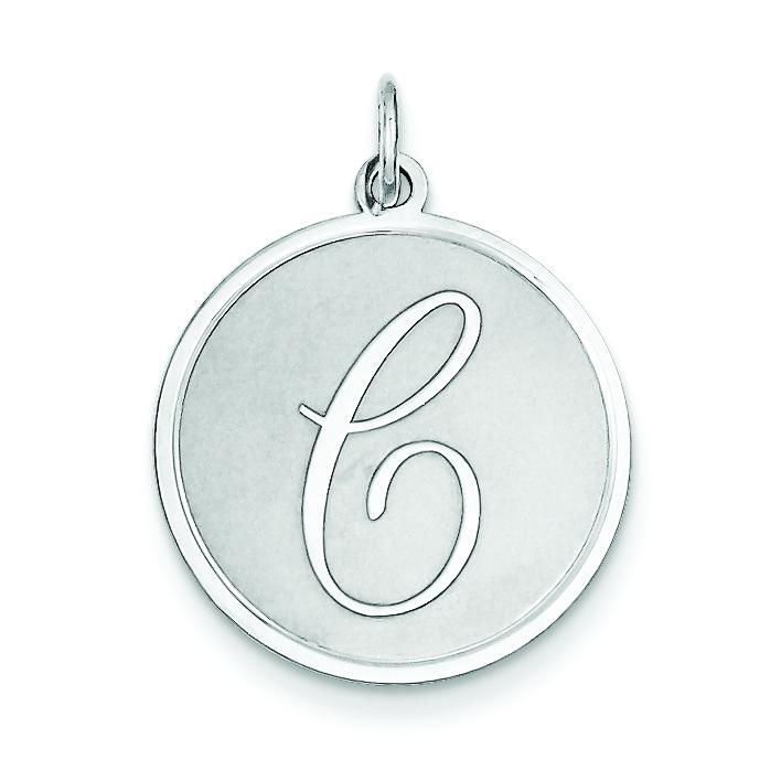 Sterling Silver Brocaded Initial Capital C Charm Jewerly 27mm x 20mm