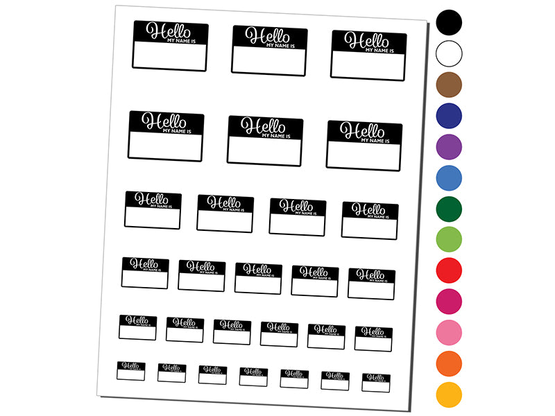 Hello My Name Is Label Tag Temporary Tattoo Water Resistant Fake Body Art Set Collection