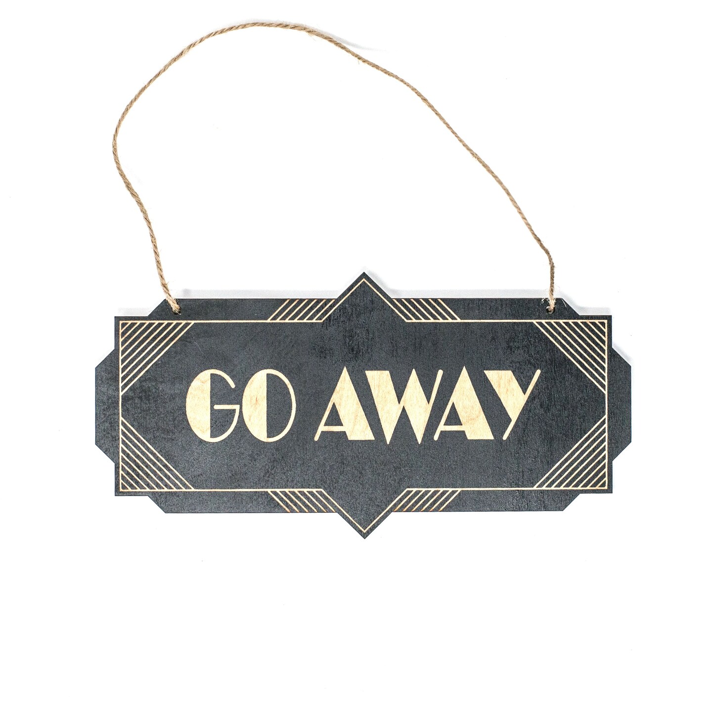 Go Away - Black Door Sign - Art Deco 4x8 Go Away - Black Door Sign - Art Deco 4x8