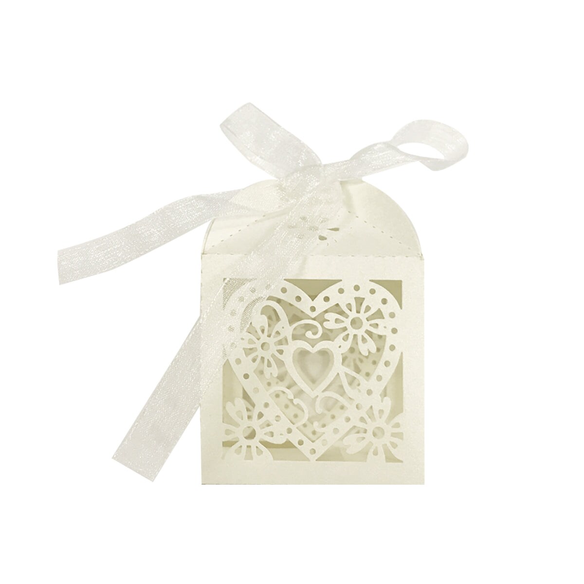 Wrapables Hearts and Flowers Wedding Party Favor Boxes Gift Boxes with Ribbon (Set of 50)
