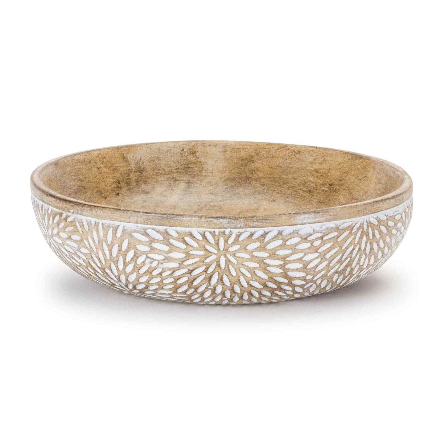 Melrose Etched Round Decorative Bowl - 8&#x22; - Brown and White