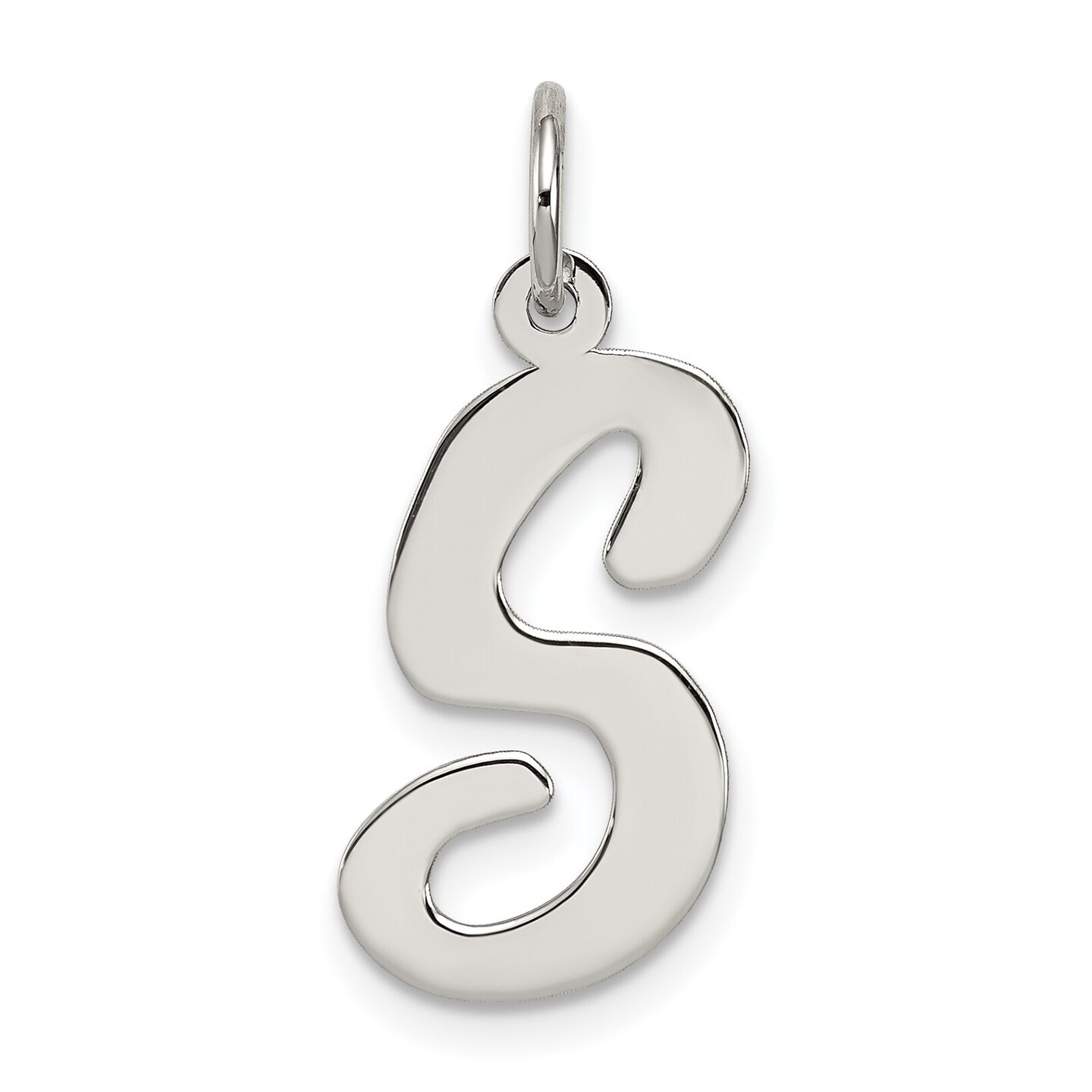 Sterling Silver Large Script Initial Letter S Charm Jewerly 21mm x 11mm