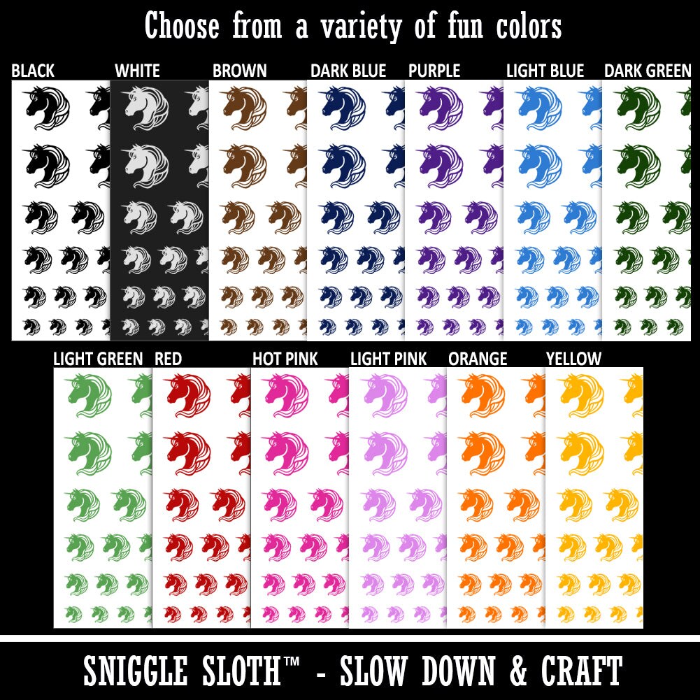 Unicorn Head Flowing Mane Temporary Tattoo Water Resistant Fake Body Art Set Collection