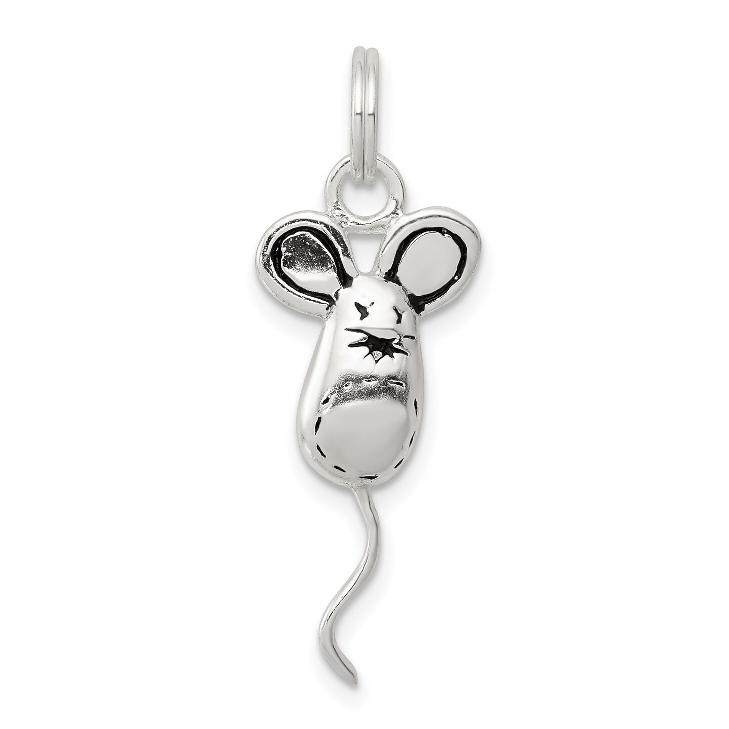 Sterling Silver Mouse Charm Pendant Animal Jewelry 25mm x 11mm