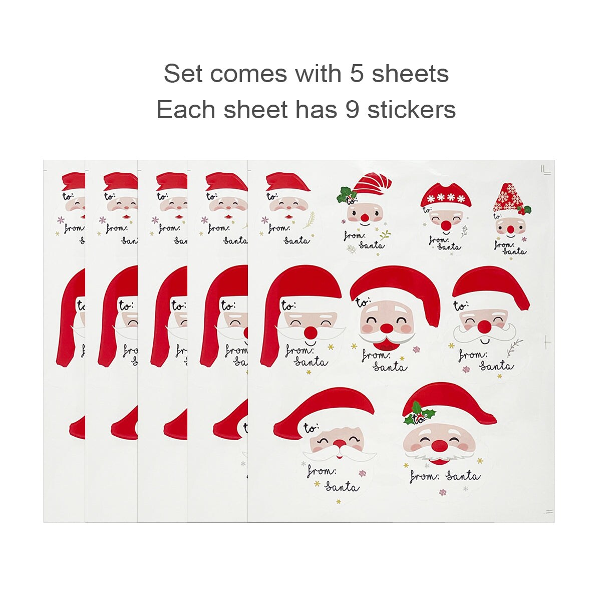 Wrapables Santa Claus Sticker Labels, Christmas Holiday Name Tags for Gifts &#x26; Stationery (45pcs)