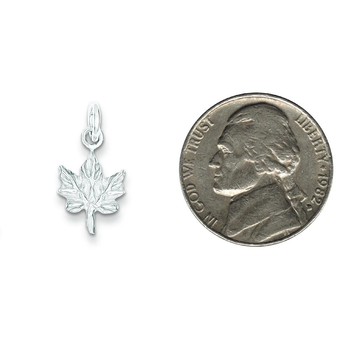 Sterling Silver Maple Leaf Charm Jewelry FindingKing 17mm x 11mm