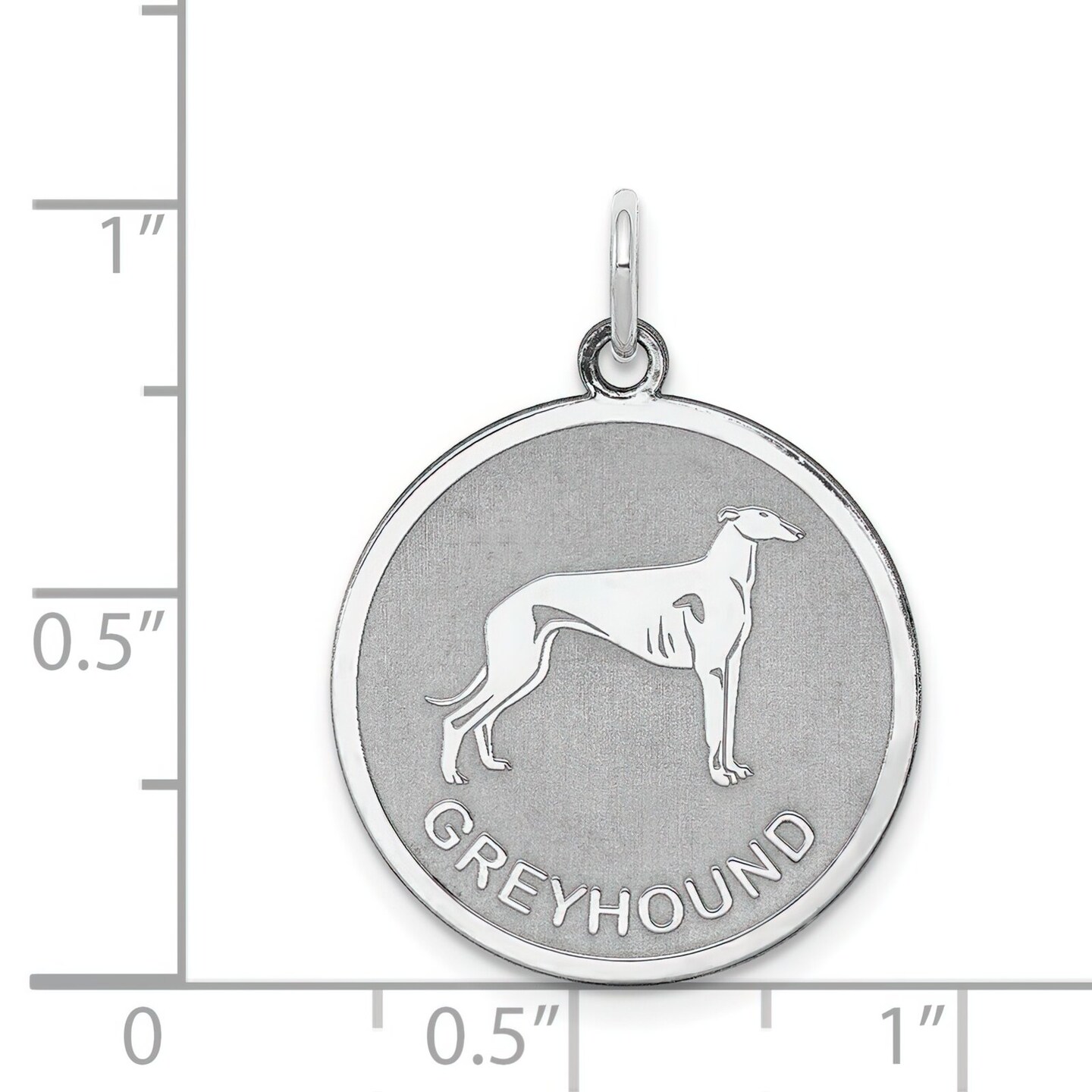 Sterling Silver Greyhound Disc Charm Pendant Jewelry