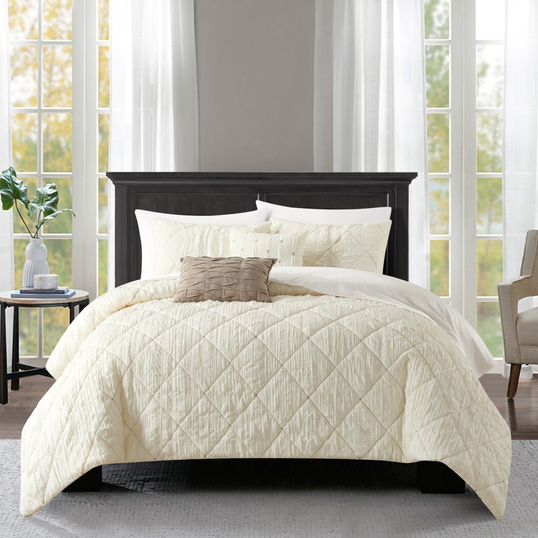 Chic Home NY&CO Home Deighton 5 Piece Comforter Set Diamond Stitched Design  Crinkle