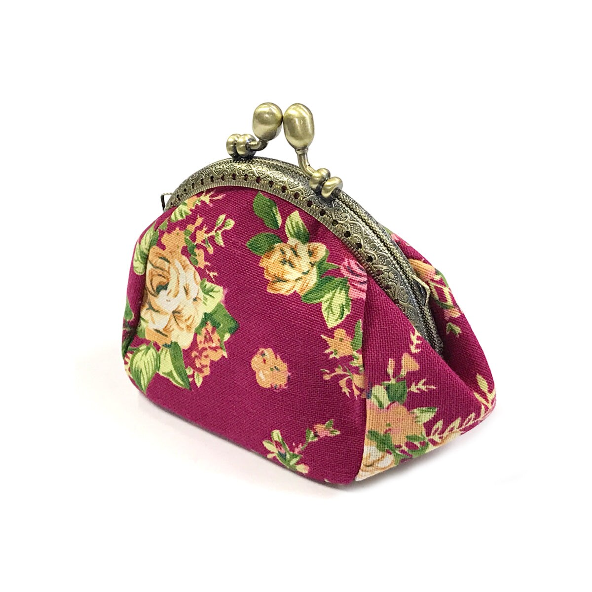 Wrapables Canvas and Embroidered Floral Coin Purse Clutch Wallet (Set of 2)