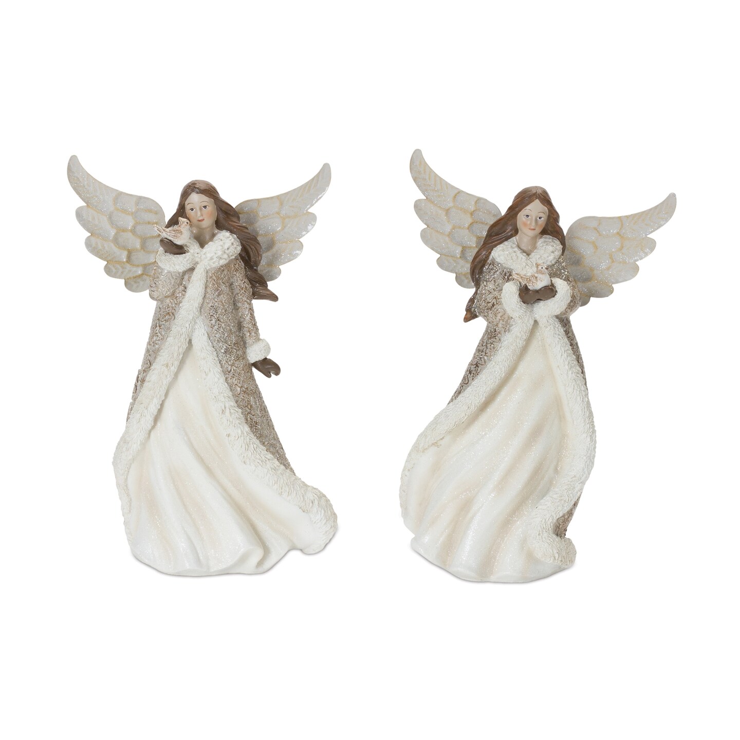 Melrose Set of 2 Angel with Bird Christmas Tabletop Figurines 12"