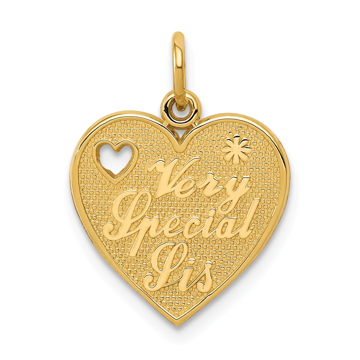 14K Gold Very Special Sis Heart Charm Sister Pendant