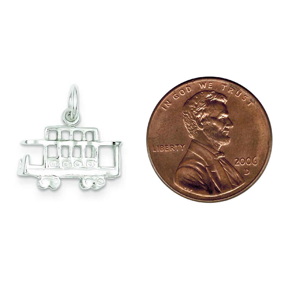 Sterling Silver Trolley Charm Jewelry San Francisco 14mm x 18mm