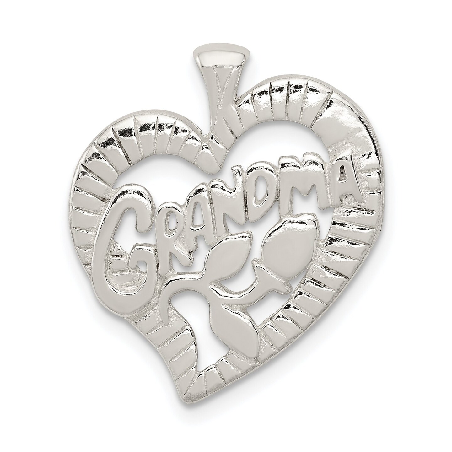 Sterling Silver Grandma Heart Charm Pendant Jewelry 20mm x 22mm