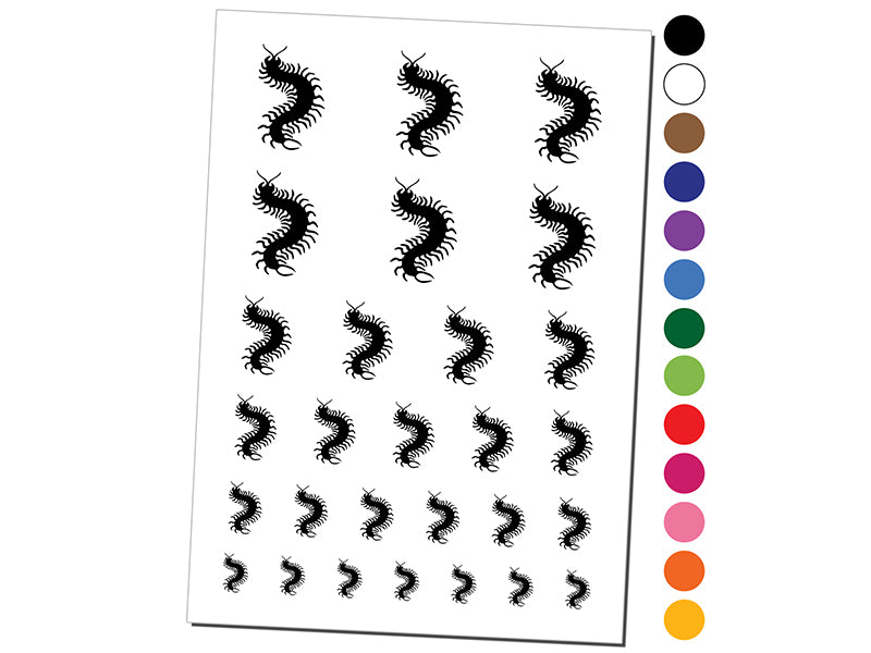 Creepy Crawley Centipede Bug Temporary Tattoo Water Resistant Fake Body Art Set Collection