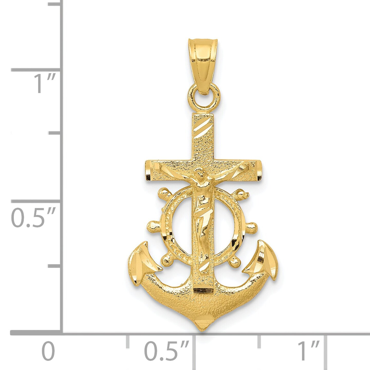 10K Gold Mariner Crucifix Pendant Charm Jewelry 30mm x 16mm
