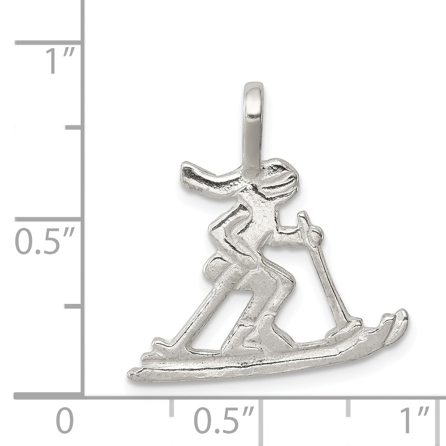 Sterling Silver Skier Pendant Charm Skiing Jewelry