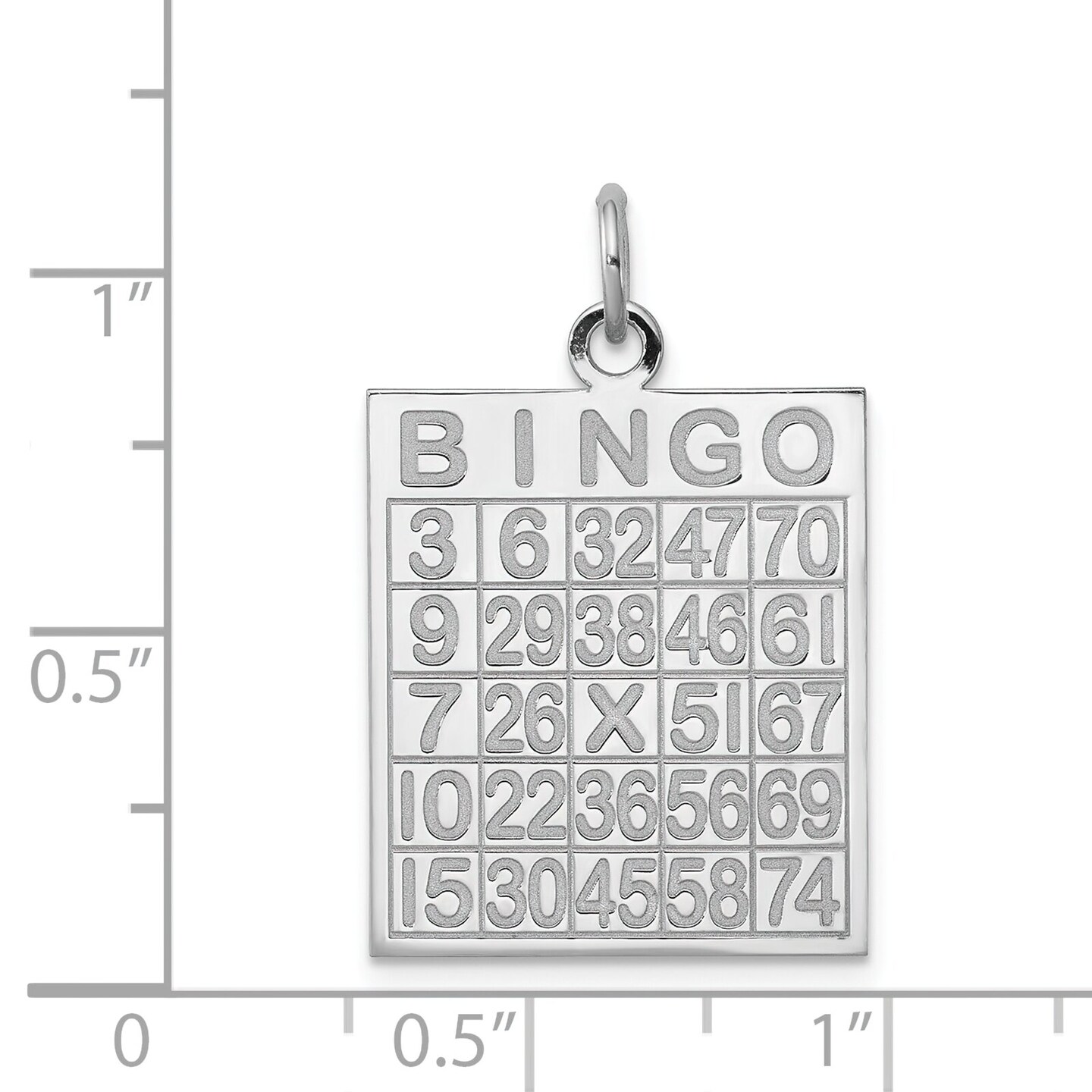 Sterling Silver Bingo Card Pendant Charm Jewelry 27mm x 18mm
