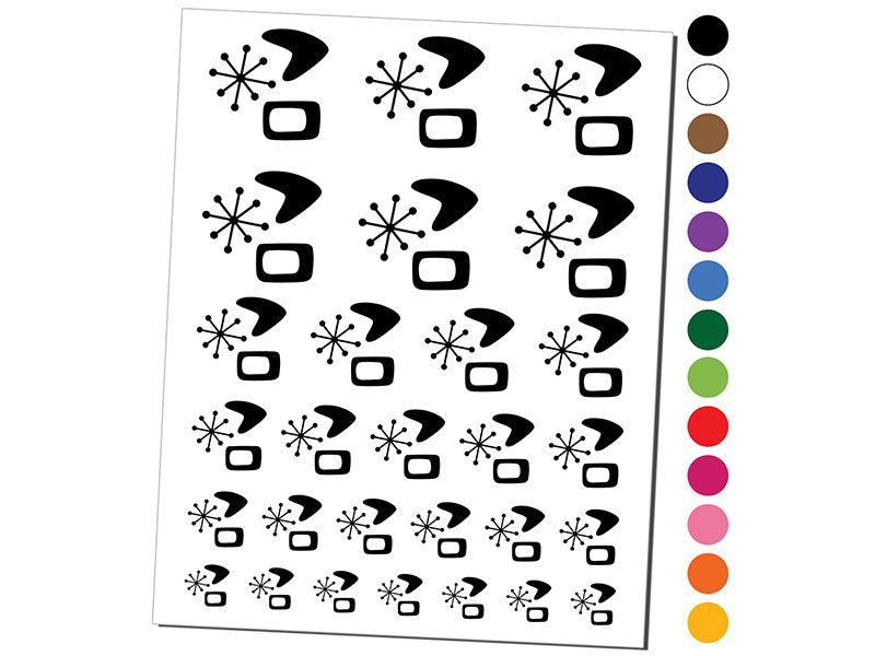 Retro Mid Century Modern Shapes Temporary Tattoo Water Resistant Fake Body Art Set Collection