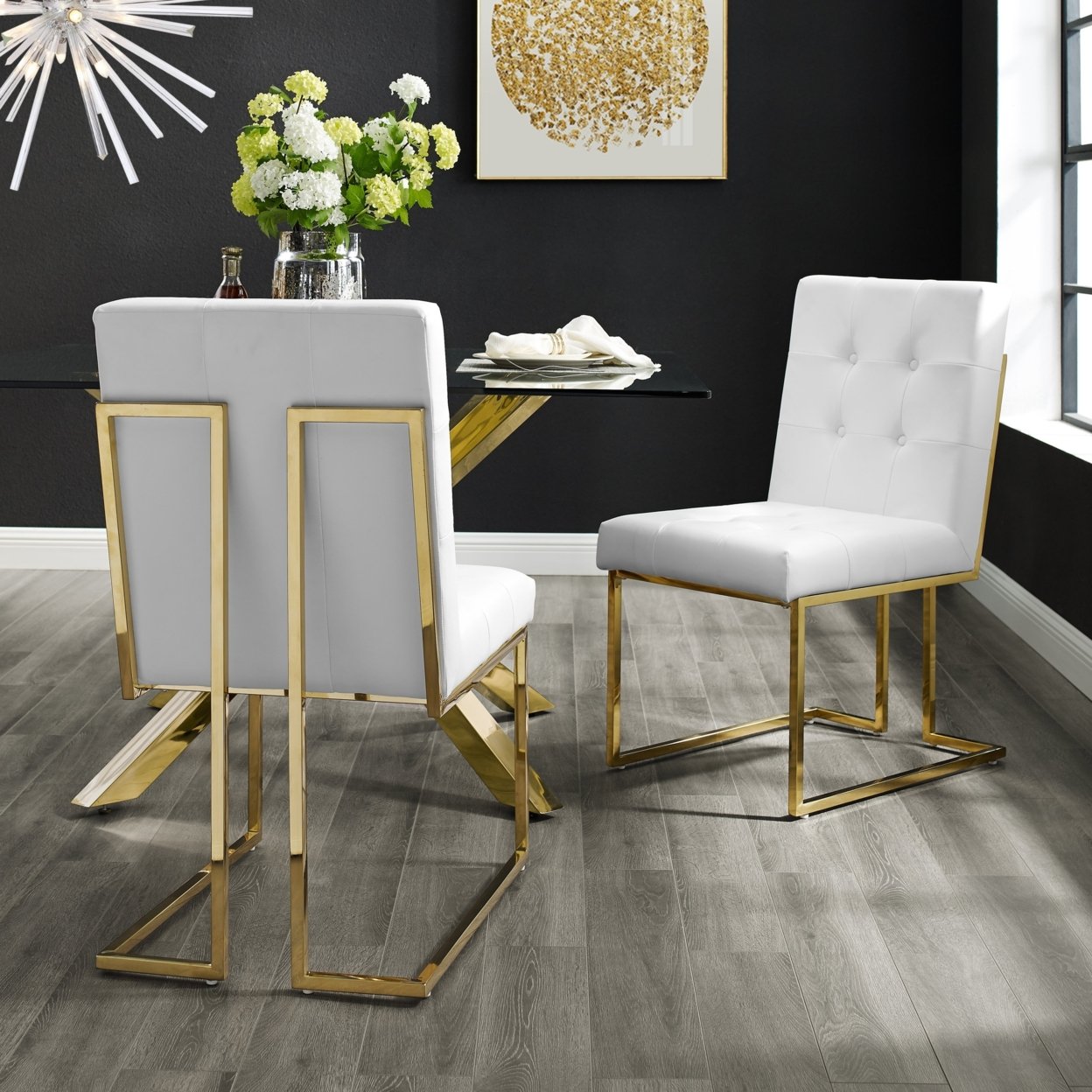 Inspired Home Cecille PU Leather or Velvet Armless Dining Chair