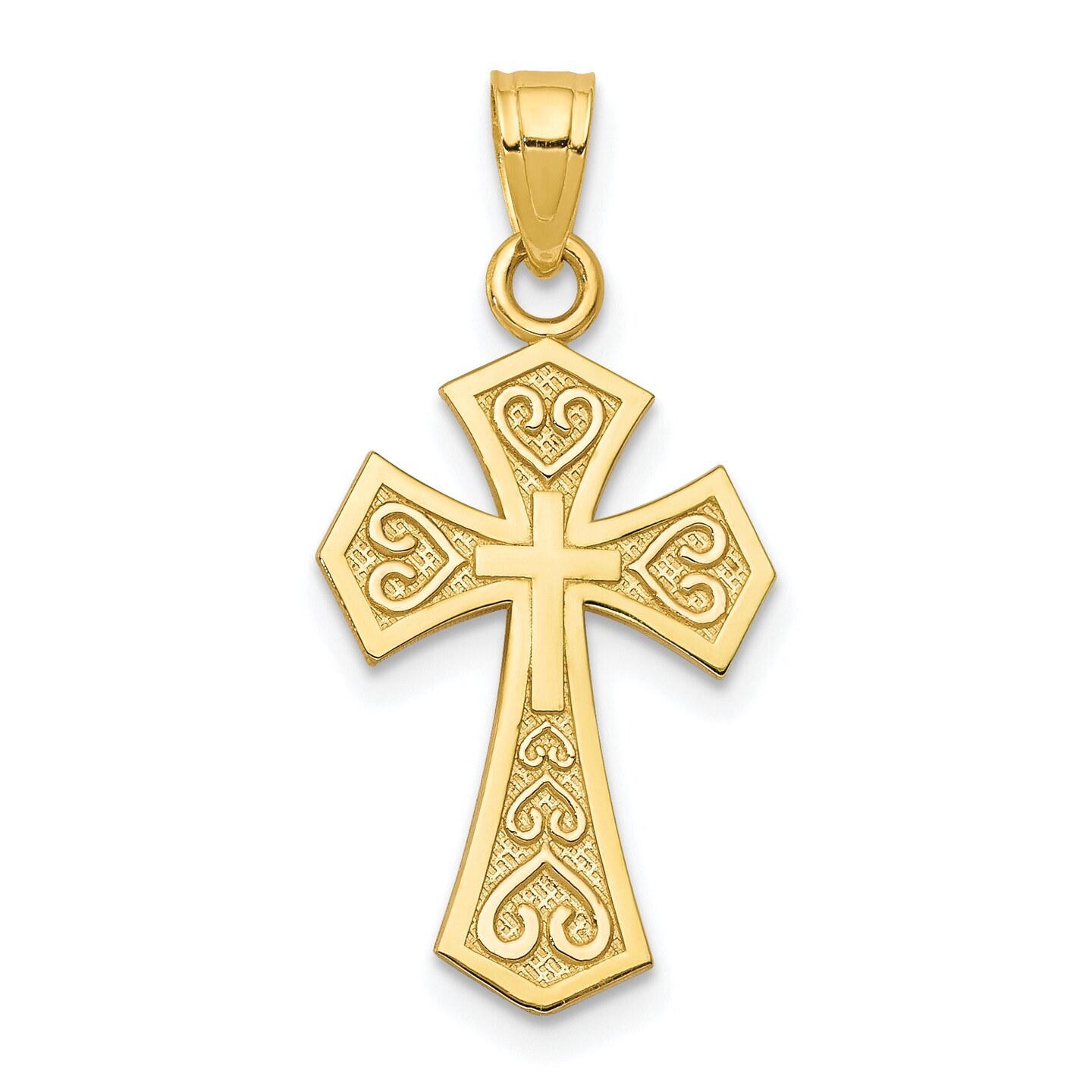 10K Gold Cross Charm Pendant Jewelry 25 x 13mm