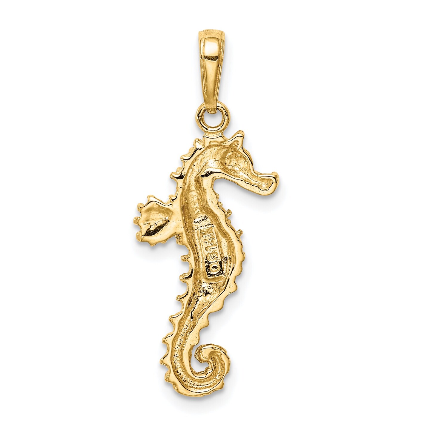 14K Yellow Gold Seahorse Charm Ocean Pendant Jewelry 31mm x 12mm