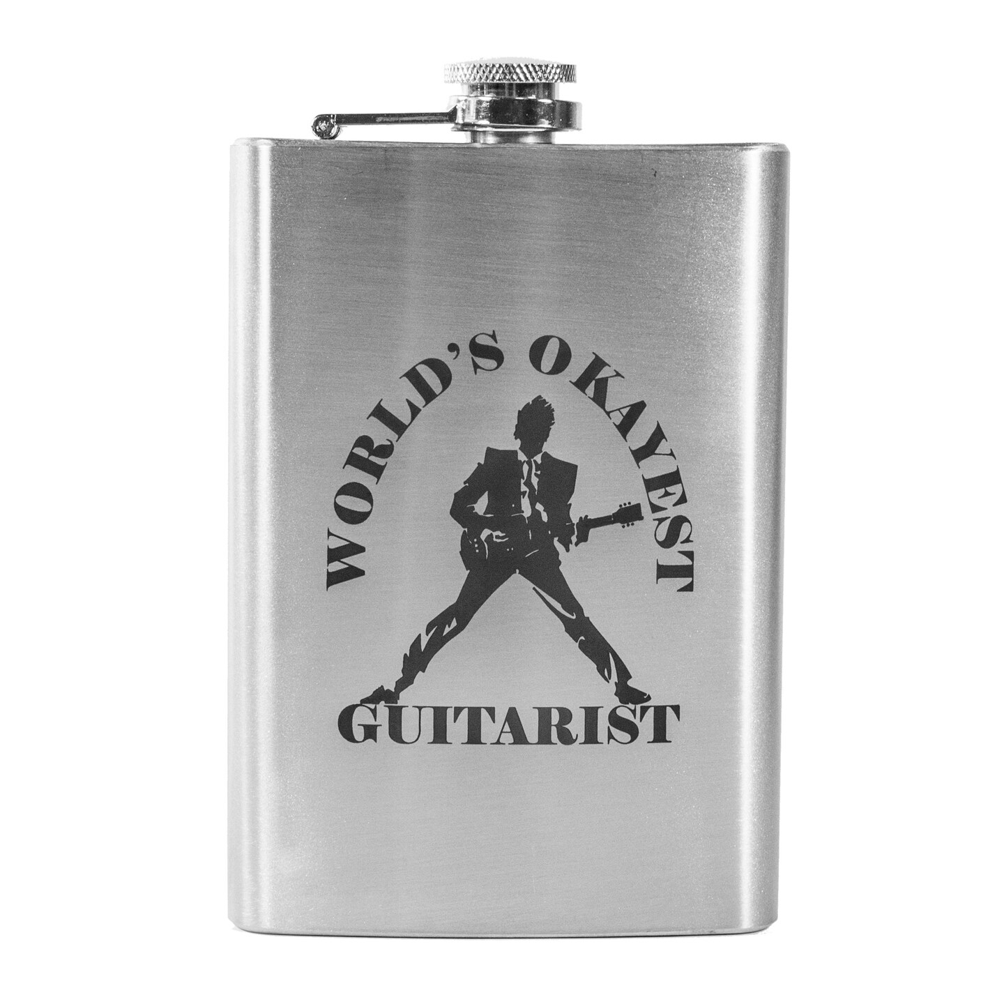 8oz World's Okayest Guitarist Stainless Steel Flask 8oz World's Okayest Guitarist Stainless Steel Flask