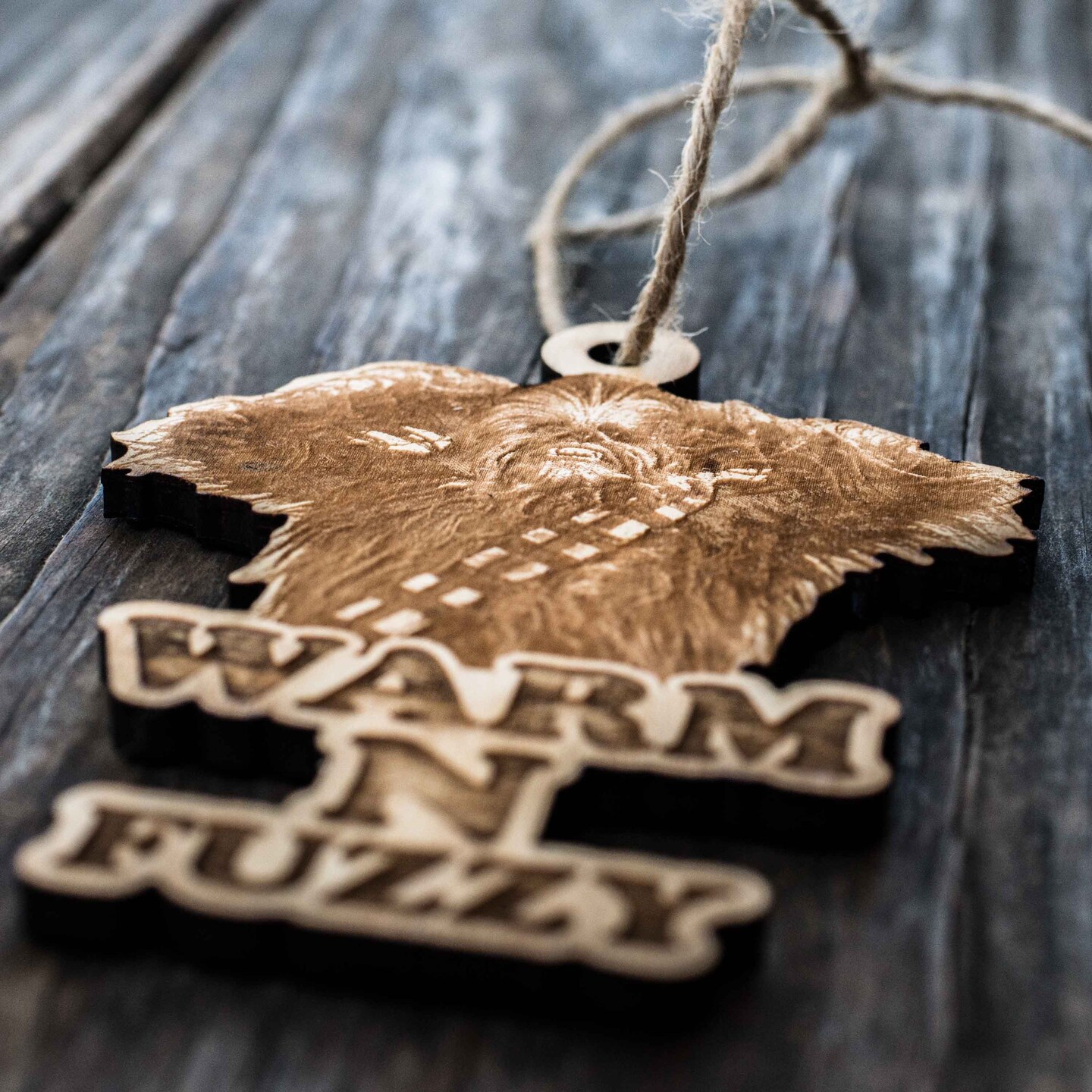 Ornament - Warm N Fuzzy - Raw Wood 3x4in