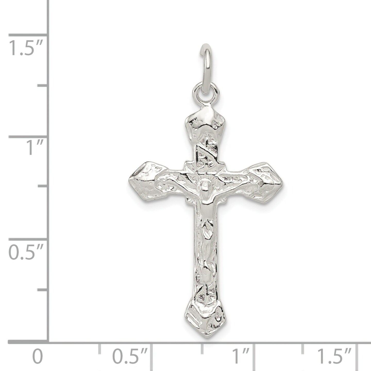 Sterling Silver Crucifix Charm Religious Jewelry 37mm x 20mm