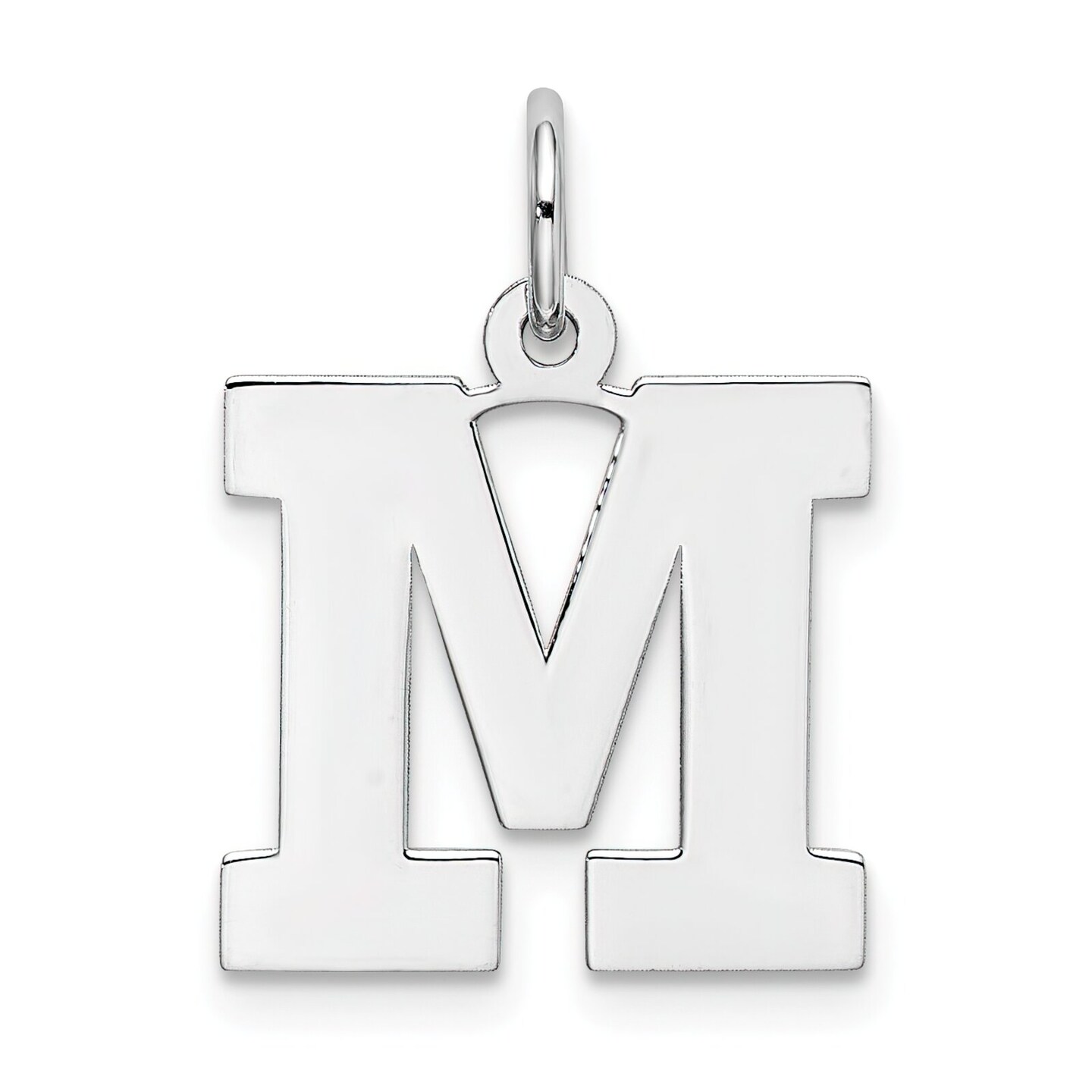 Sterling Silver Medium Block Initial Letter M Charm Jewerly 19mm x 12mm