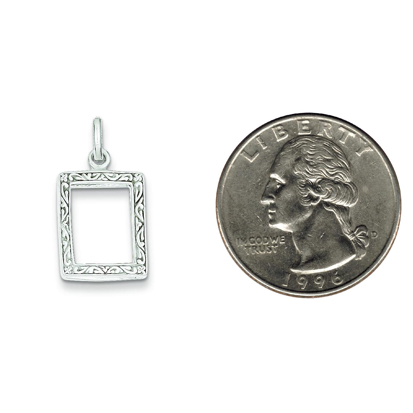 Sterling Silver Picture Frame Charm Pendant Jewelry 23mm x 14mm
