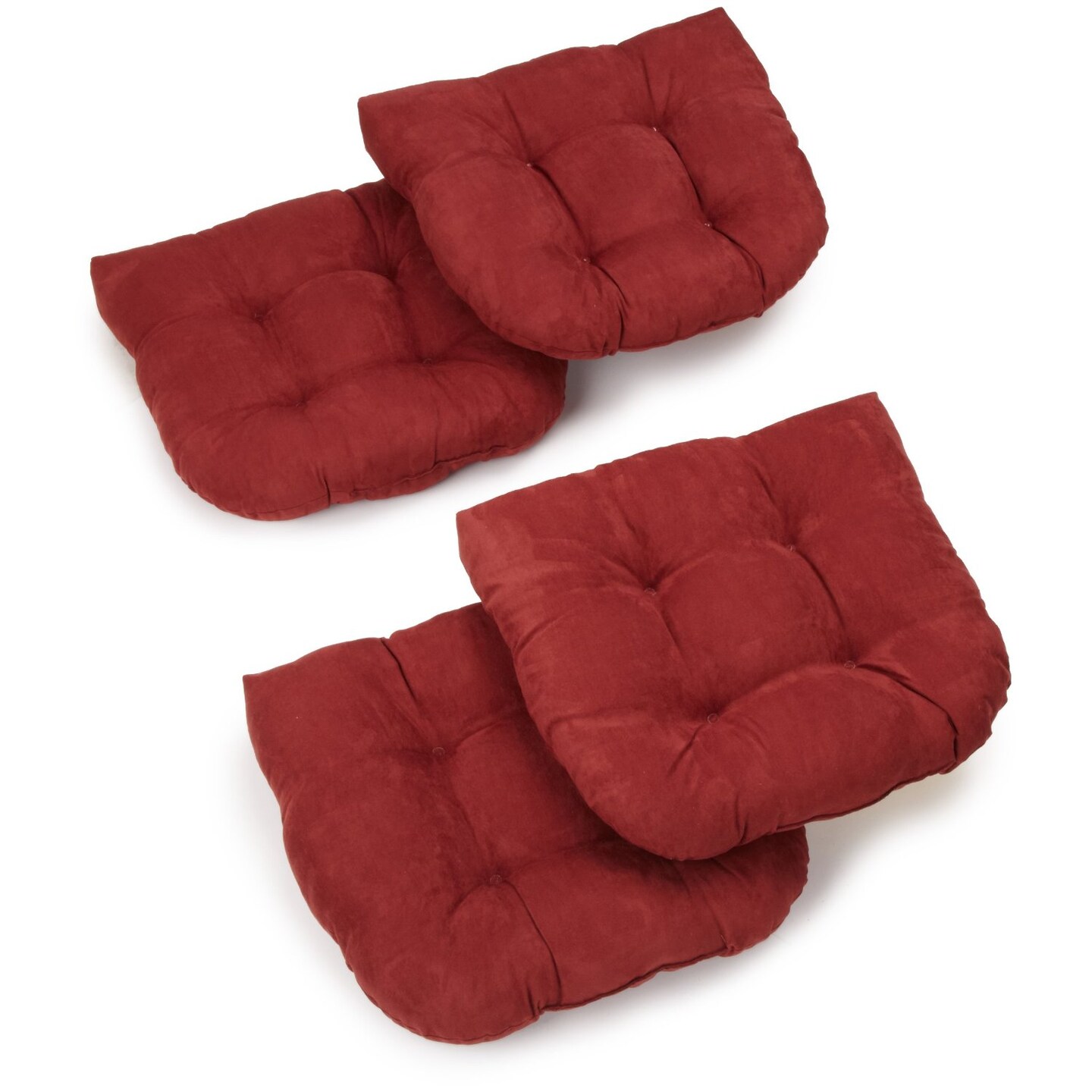 19-inch U-Shaped Micro Suede Tufted Dining Chair Cushions (Set of 4) - Red Wine